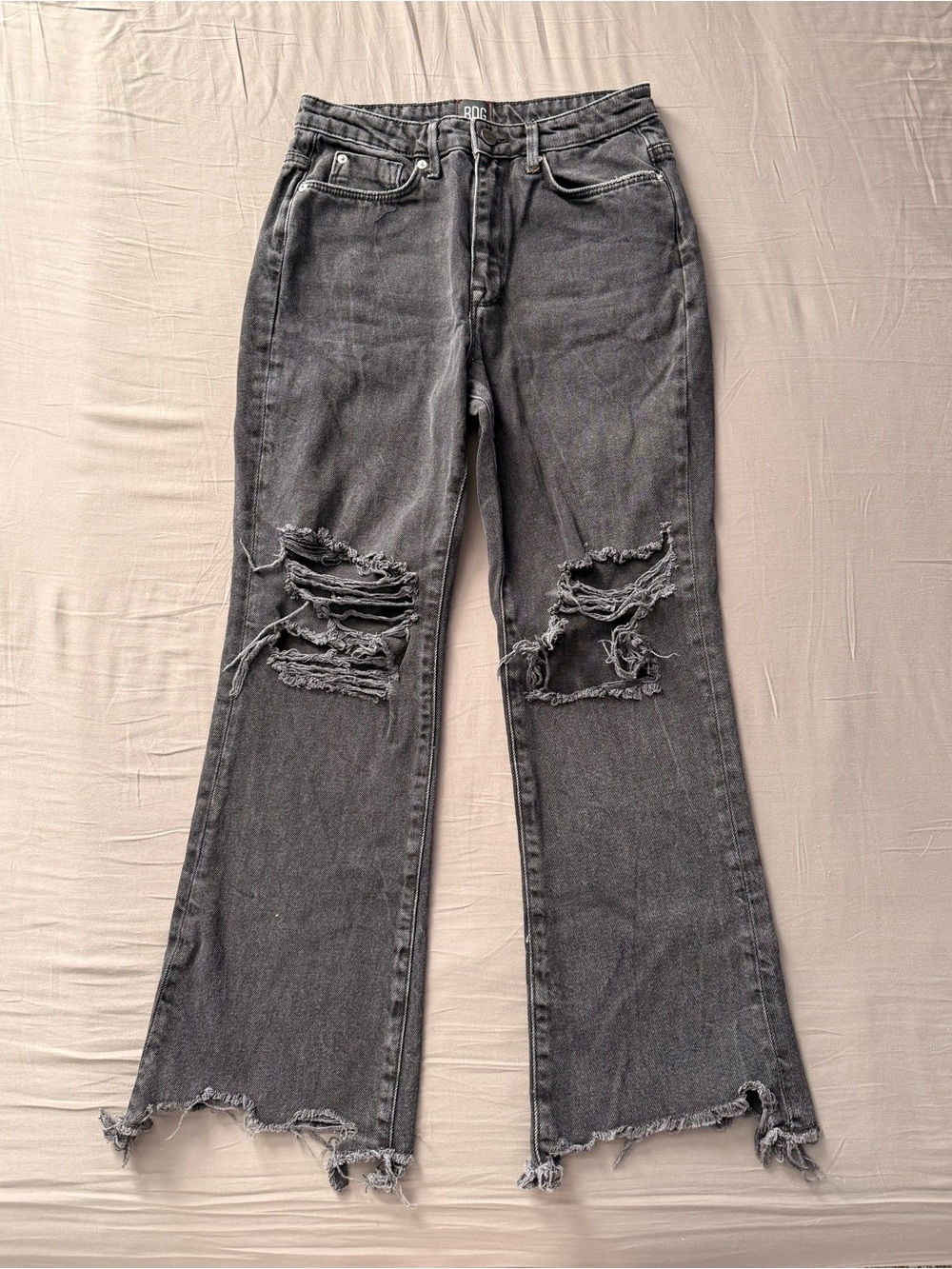 BDG Urban Outfitters Wilco Black Faded High-Waisted Cropped Flare Jeans / 26